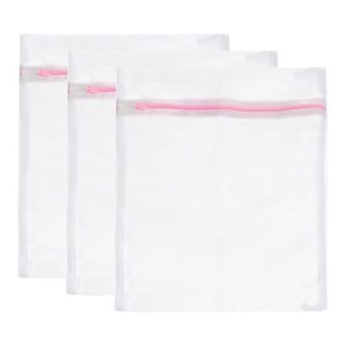 Unique Bargains Mesh Storage Laundry Bags with Zipper for Delicate Clothing 3 Pcs Pink 9.1"x11.8"