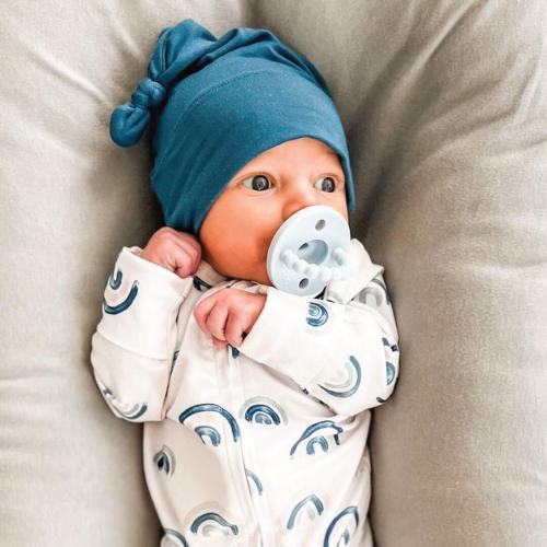 Brooks' Blue Rainbows Zipper Footie | Newborn