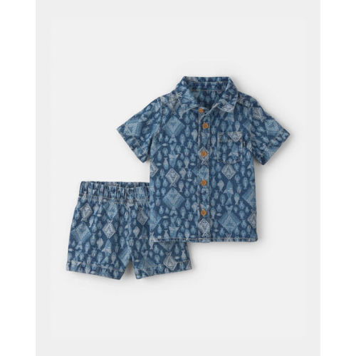 Baby Boy 2-Piece Button-Down Denim Top & Short Set - Medium Wash - OshKosh B'gosh | Carter's