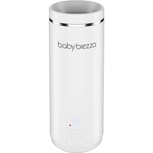 Baby Brezza Portable Warmer – 3X Faster Baby Bottle Warming - Travel Breastmilk and Formula Warmer - Safe, Even Heating - Up to 9oz - No Adapters, White