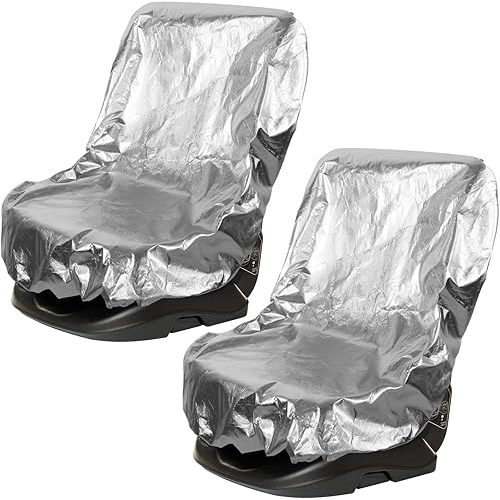 BBTO 2 Pcs Car Seat Sun Shade Cover Car Seat Cooler Toddler Car Seat Cover Heat Protector Reflective Baby Seat Covers Keep Baby Cool and Child Safety for Travel (Elastic Style,Aluminium Film)