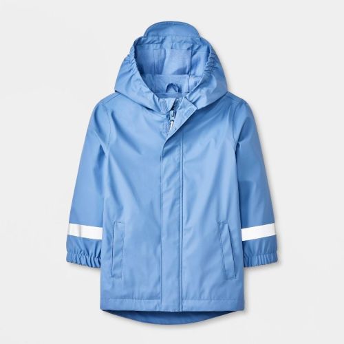 Baby Solid Rain Coat - Cat & Jack™ Yellow 18M: Water-Resistant, Hooded, Reflective Details, Elastic Cuffs