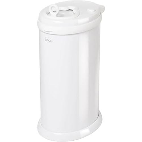 Ubbi Steel Diaper Pail, Odor Locking, No Special Bag Required, Award-Winning, Registry Must-Have, White