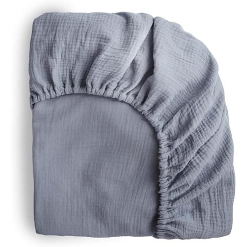 mushie Extra Soft Muslin Fitted Mini Crib Sheet | 24"x 38" (Tradewinds)
