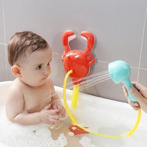 HECCEI Mambobaby Baby Bath Shower Head for Toddlers 1-3, Electric Shower Head Sprinkler Sprayer Toy, Crab