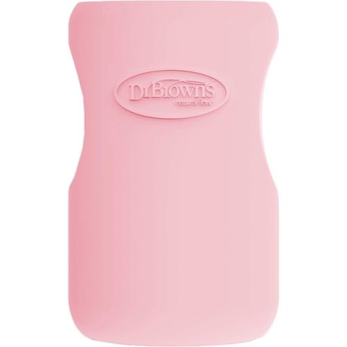 Dr. Brown's Natural Flow Options+ Glass Baby Bottle Sleeves,100% Silicone,9 oz,Wide-Neck,Pink