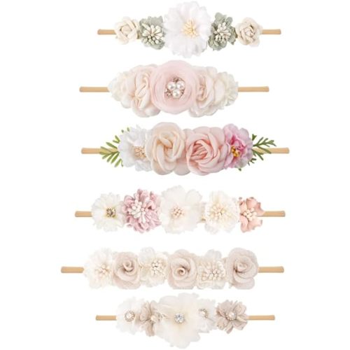 6pcs Baby Headbands Nweborn Flower Hair Bows for Girls-Infant Elastic Hair Band Bows Wraps Baby Headband Hair Accessories Gifts for Toddles