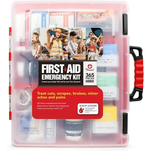 365 PCS First Aid Kit, Well-Organized Durable Hard Case, Wall-Mountable Trauma Medical Kits for Any Emergencies, Ideal for Home, Office, Instructions, Car, Travel and More (White)