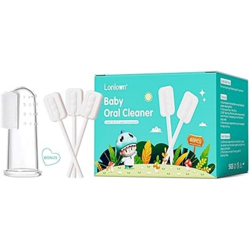 60PCS Baby Tongue Cleaner & 1PCS Finger Toothbrush Infant Mouth Cleaner Newborn Gum Cleaner Disposable Infant Oral Clean Stick Dental Care for 0-36 Month Baby