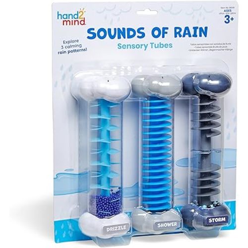 hand2mind Sounds of Rain Sensory Tubes, Rainmaker Fidget Tubes, Weather Toys, Rain Stick Instrument, Toddler Science Toys, Calming Toys for Kids, Play Therapy Toys, Calm Down Corner Supplies