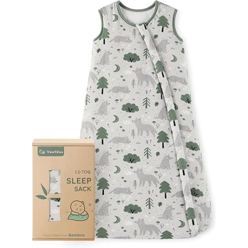 Yoofoss Rayon Made from Bamboo Baby Sleep Sack 0-6 Months 1.0 Tog Baby Wearable Blanket, Super Soft Infant Toddler Sleeping Sack 2-Way Zipper