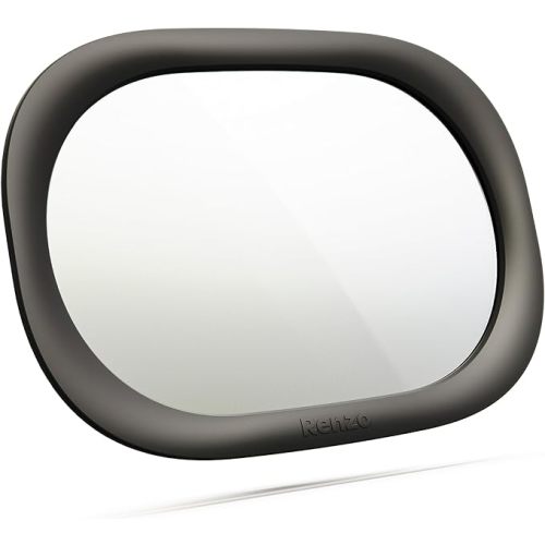 Renzo Baby Car Mirror - Rear Facing Car Seat Mirror for Infants - Extra Large, Shatter-Resistant, 360° Adjustable, Tool-Free Installation - Fits Most Cars, SUVs & Trucks (Midnight Black)