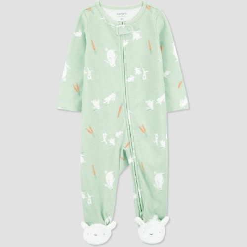 Carter's Just One You® Baby Bunny Footed Pajama - Green/White, Size: Newborn
