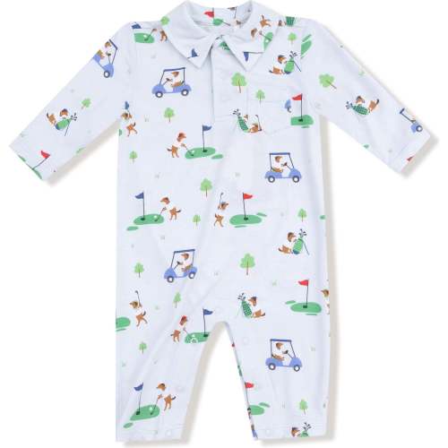 Polo Romper, Dogs Blue Golf - Angel Dear Rompers | Maisonette