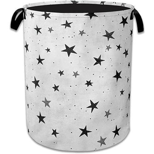Star Laundry Basket Collapsible Laundry Hamper with Handle, Oxford Clothes Toy Storage Bin for Bathroom Bedroom Room Decor 16" X 20.8"