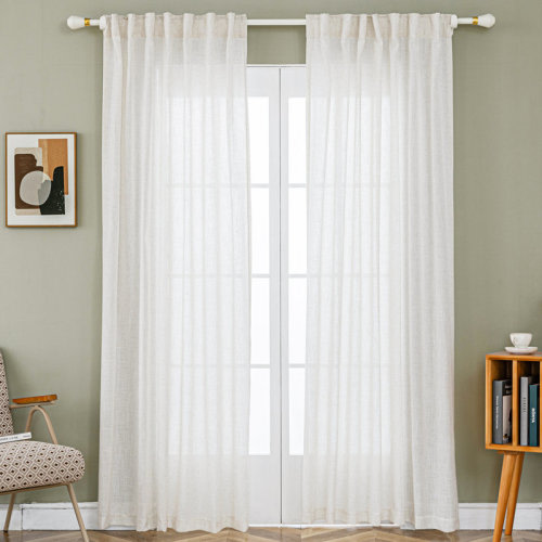 Gracie Oaks Toyoko Linen Blended Semi-Sheer Back Tab Curtain Pair & Reviews | Wayfair