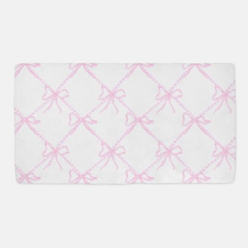 Crib Sheet Pink Ribbon Baby Bedding, Light Pink Bow, Chinoiserie Fitted Crib Sheet, Preppy Baby Grandmillenial Nursery, Coquette Baby Girl