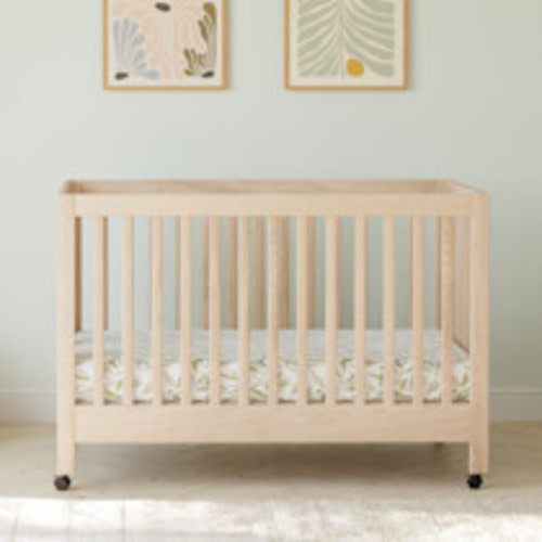 babyletto Maki Portable Folding Crib with Toddler Bed Conversion Kit - Washed Natural