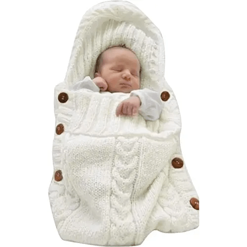 XMWEALTHY Newborn Baby Wrap Swaddle Blanket Knit Sleeping Bag Receiving Blankets Stroller Wrap for Baby (Beige) (0-6 Month)