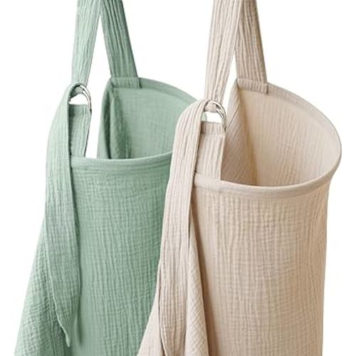 2 Pack Muslin Nursing Cover for Breastfeeding, Soft & Breathable 100% Cotton Breastfeeding Cover up with Adjustable Neck Strap, Multi-use Nursing Apron & Baby Carseat Canopy (Green)