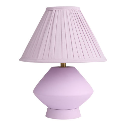 Lilac Purple Metal Pleated Empire Shade Table Lamp