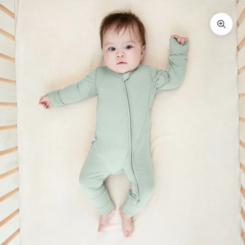 ClimaCuddle Zipped Baby Romper - Merino Wool & Rayon Bamboo - Pea Green