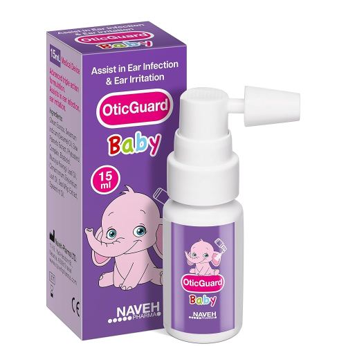 NAVEH PHARMA® Otic Guard Baby - Natural Ear Spray Drops | Organic Herbal Sweet Oil Blend 3 in 1| Itchy Ear, Swimmer's Ear, & Ear Wax Removal | Clogged Ears | 0.5 Fl Oz