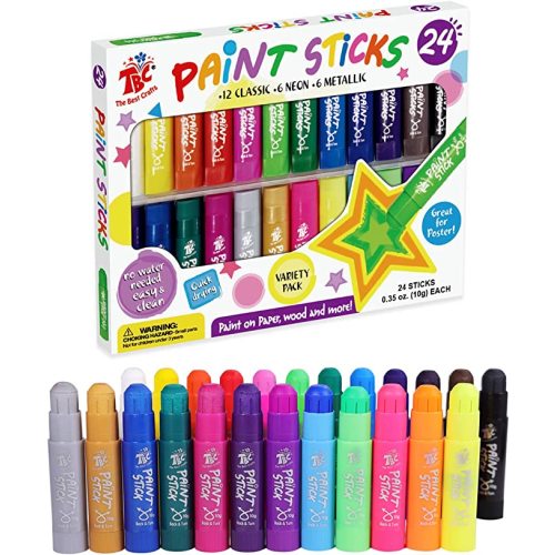 TBC The Best Crafts Paint Sticks,24 Classic Colors, Washable, Non-toxic, Tempera Paint Sticks for Kids and Students
