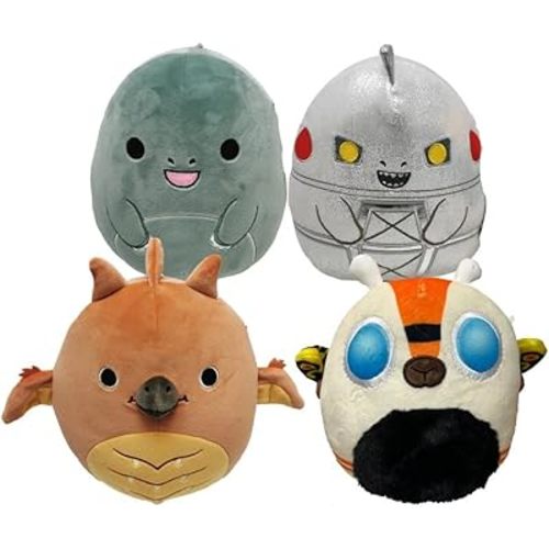 Squishmallows Kellytoy Godzilla Plush Toy (Set of 4 Godzilla), 4 Piece Assortment (SQK2817)