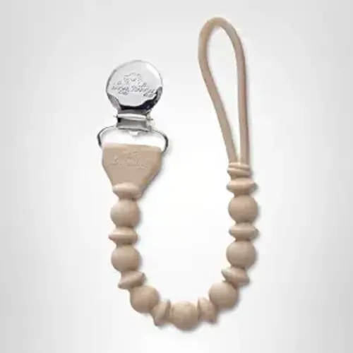 Itzy Ritzy Silicone Pacifier Clip – 100% Food Grade Silicone Pacifier Strap with Clip Keeps Pacifiers, Teethers & Small Toys in Place – Features One-Piece Design & Cord (Toast)