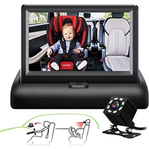 Baby Car Camera ,SAMFIWI Baby Car Mirror Safety Car Seat Mirror Camera and Monitor with Infrared Night Vision Best Baby Monitor and Camera for Baby Car Seat Rear Facing