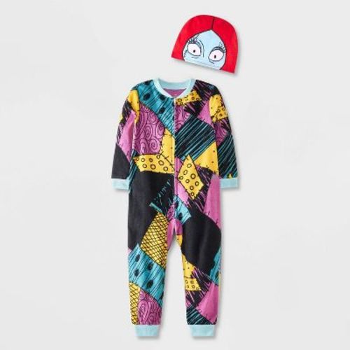 Toddler Girls' The Nightmare Before Christmas Sally Blanket Sleeper Footed Pajamas With Hat - Black 12m