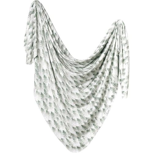Copper Pearl Large Premium Knit Baby Swaddle Receiving Blanket Evergreen