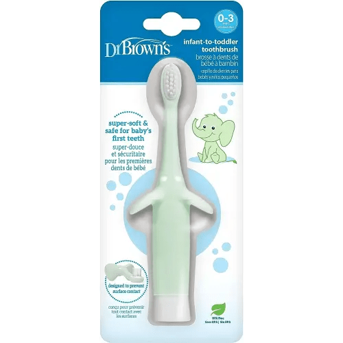 Dr. Brown's Infant-to-Toddler Toothbrush, Elephant, Mint, 0-3 Years