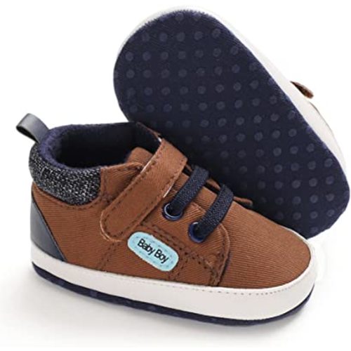 Meckior Infant Baby Boys Girls Walking Shoes Toddler Non Slip Rubber Sole Sneakers Soft Casual PU Leather Moccasins Prewalkers Crib Shoe First Walking Shoes 3-18 Months