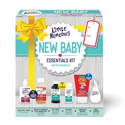 Little Remedies, New Baby Essentials Kit, 6 Newborn Essentials, Saline Nasal Spray, Gas Relief Drops, Gripe Water, Fever Reliever, & Diaper Ointment