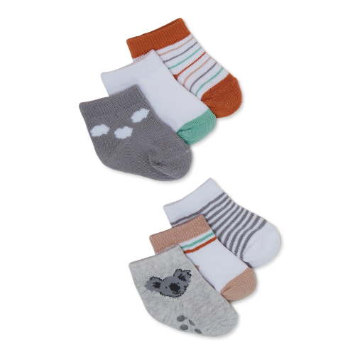 Carter's Child of Mine 0-6 M Cotton Polyester Spandex Baby Boy Koala Socks, 6 Pack