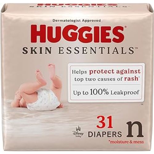 Huggies Size Newborn Diapers, Skin Essentials Baby Diapers, Size Newborn (6-9 lbs), 31 Count