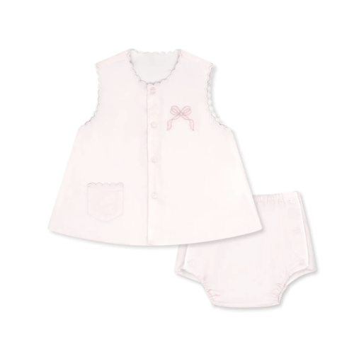 Maria Diaper Set - Blessings Pink, Bow | NB