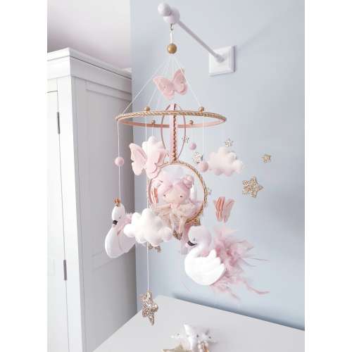 Circus Mobile - Swan Mobile - Baby Mobile- Nursery Mobile- Nursery Decor