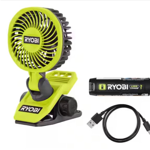 USB Lithium Clamp Fan Kit with 2.0 Ah USB Lithium Battery and Charging Cable