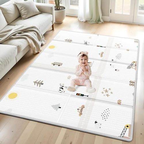 mloong Large Baby Play Mat 71×59×0.4 in, Foldable Playmat Keeps Baby Entertained, Tapis De Jeux Pour Bébé
