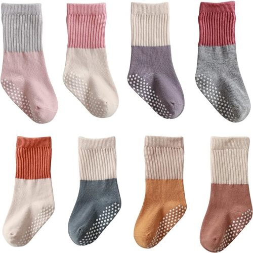 Baby Girls Boys Socks infant Cotton Crew Socks for newborn Non Slip/Anti Skid Toddler Knee-high Socks set