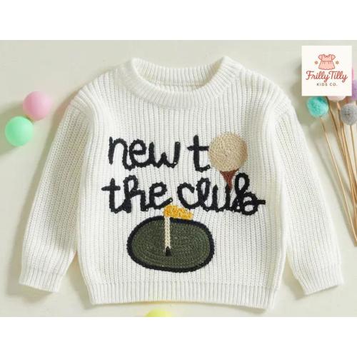 Chunky Knitted Jumper for Newborn - Golf Theme: New to the Club