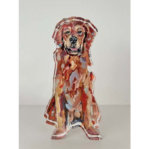 "Golden Retriever Red sitting" acrylic – Chelsea McShane Art