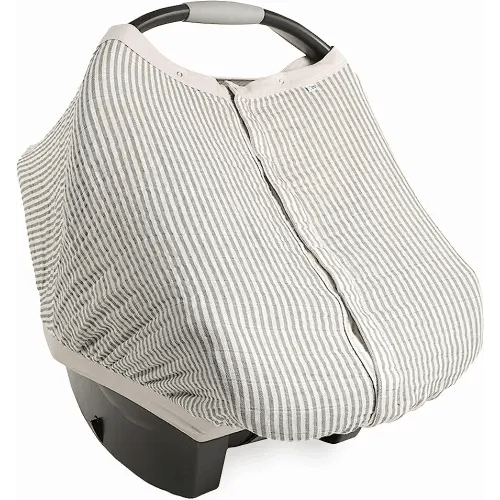 Little Unicorn Breathable Car Seat Canopy | Magnetic Closure Cover & Universal Fit | Protection & Privacy for Baby (Grey Stripe)