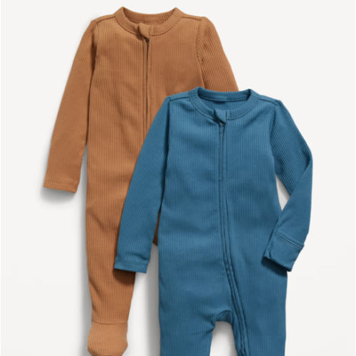 Sleep & Play 2-Way-Zip Footed One-Piece 2-Pack for Baby | Old Navy