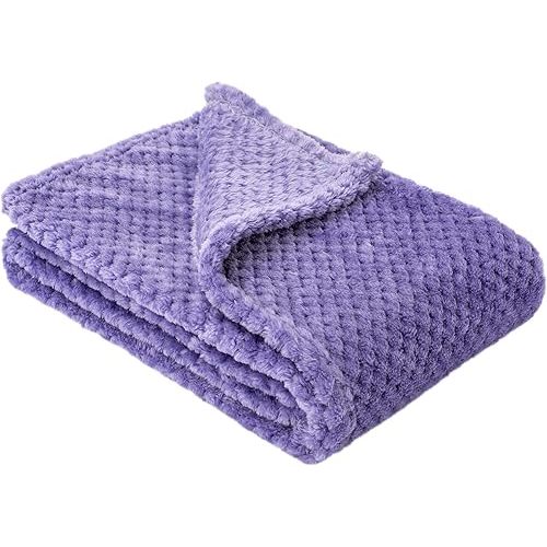 Fuzzy Blanket or Fluffy Blanket for Baby, Soft Warm Cozy Coral Fleece Toddler, Infant or Newborn Receiving Blanket for Crib, Stroller, Travel, Decorative (28Wx40L, XS-Iris)