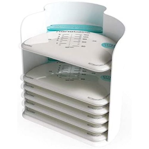 Nanobebe 25 Breastmilk Storage Bags & Organizer – Fast, Even Thawing & Warming Breastmilk Bags, Save Space & Track Pumping – Freezer & Fridge Breastfeeding Supplies