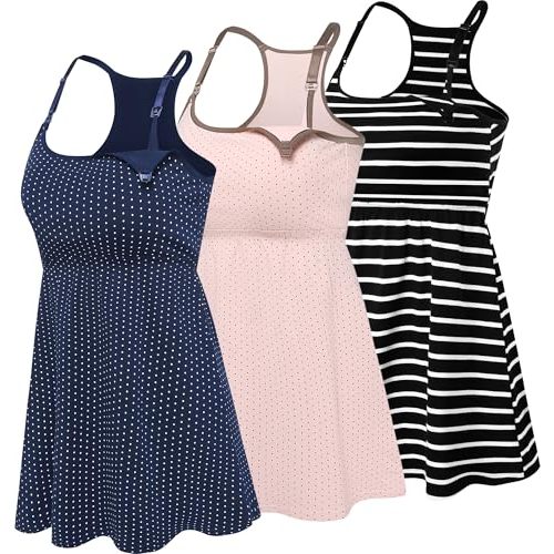 Cotton Maternity Nursing Tank Tops with Bralette Breastfeeding Shirts Pregnancy Clothes